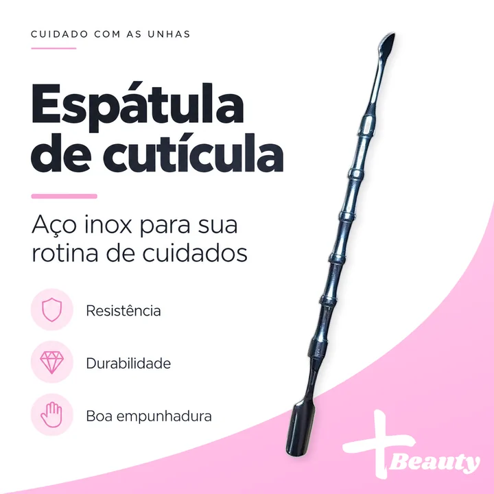 Espátula de cutícula MB1: aço inox, resistência, durabilidade e boa empunhadura